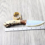 Coyote Foot Handle Opalite Blade Ornamental Knife #125d     Mountain Man Knife