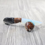 Orthoceras Fossil Handle Opalite Blade Ornamental Knife #025d     Mountain Man Knife