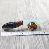 Orthoceras Fossil Handle Opalite Blade Ornamental Knife #025d     Mountain Man Knife