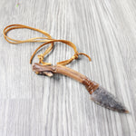 Ghost Wood Handle Stone Blade Knife Necklace  #5151 Mountain Man Necklace