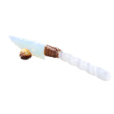 Selenite Spiral Handle Opalite Blade Ornamental Knife #025d     Mountain Man Knife