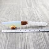 Selenite Spiral Handle Opalite Blade Ornamental Knife #025d     Mountain Man Knife