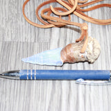 Antler Crown Handle Opalite  Blade Knife Necklace  #16860