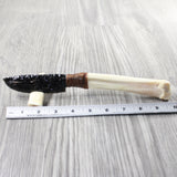 Deer Bone Handle Obsidian Blade Ornamental Knife #435d  Mountain Man Knife