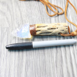 Cholla Cactus Wood Handle Opalite  Blade Knife Necklace  #535d  Mountain Man Necklace