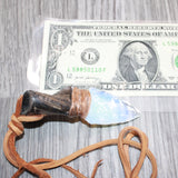 Goat Horn Handle Opalite  Blade Knife Necklace  # 16260