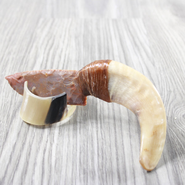 Goat Horn Handle Stone Blade Ornamental Knife #2451 Mountain Man Knife z