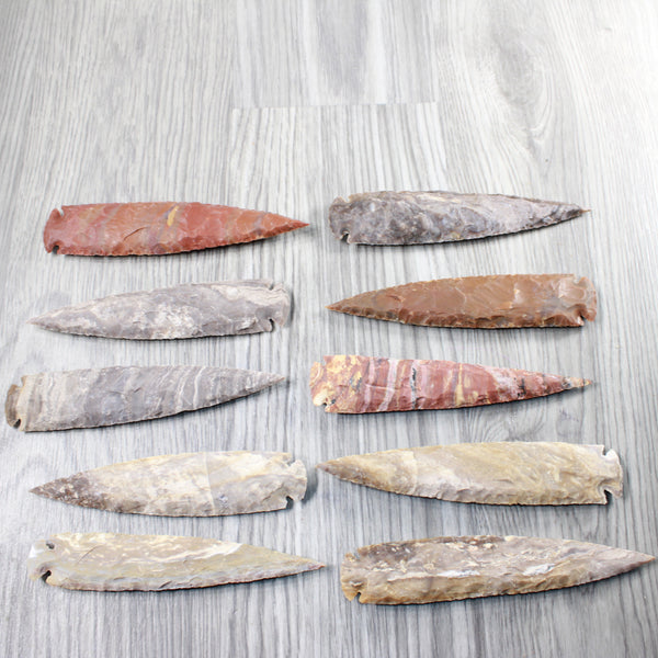 10 Stone Ornamental Spearheads  #585d    Agate Jasper Arrowheads