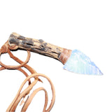 Cholla Cactus Wood Handle  Opalite Blade Knife Necklace  #16660