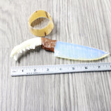 Fox Jaw Handle Opalite Blade Ornamental Knife #305d     Mountain Man Knife