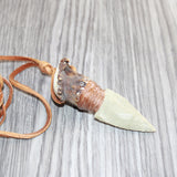 Antler Crown Handle  Stone Blade Knife Necklace  # 16160