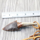 Antler Handle  Stone Blade Knife Necklace  #505d  Mountain Man Necklace