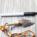 Antler Handle  Stone Blade Knife Necklace  #505d  Mountain Man Necklace