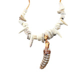 Very Large Rattlesnake Rattle Plus Antler Beads Necklace  #405d    Mountain Man Necklace