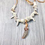 Very Large Rattlesnake Rattle Plus Antler Beads Necklace  #405d    Mountain Man Necklace