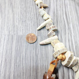 Very Large Rattlesnake Rattle Plus Antler Beads Necklace  #405d    Mountain Man Necklace