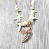 Very Large Rattlesnake Rattle Plus Antler Beads Necklace  #405d    Mountain Man Necklace