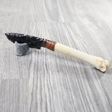 Deer Bone Handle Obsidian Blade Ornamental Knife #715d  Mountain Man Knife