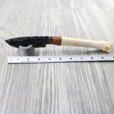 Deer Bone Handle Obsidian Blade Ornamental Knife #715d  Mountain Man Knife