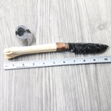 Deer Bone Handle Obsidian Blade Ornamental Knife #715d  Mountain Man Knife