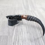 Springbok Horn Handle Obsidian Blade Ornamental Knife #615d  Mountain Man Knife