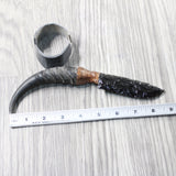 Springbok Horn Handle Obsidian Blade Ornamental Knife #615d  Mountain Man Knife