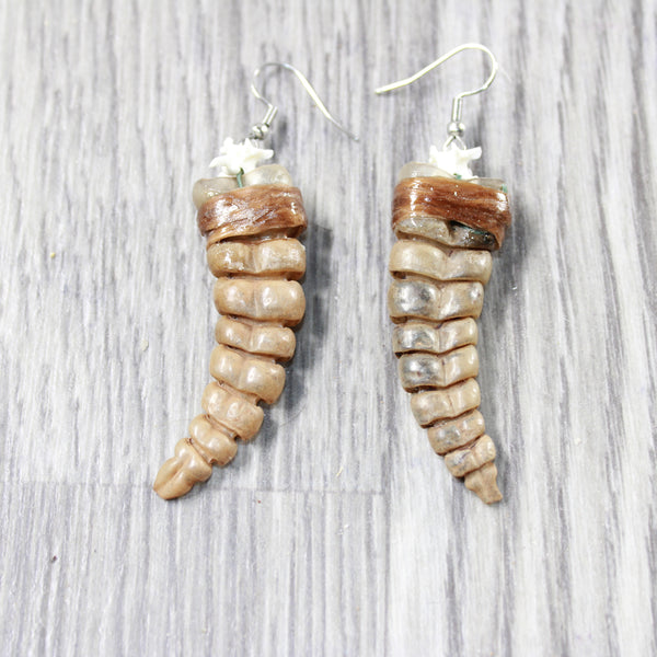 Very Large Rattlesnake Rattle Earrings  #425d  Mountain Man Earrings