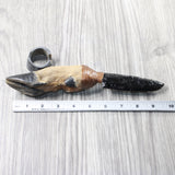 Deer Foot Handle Obsidian Blade Ornamental Knife #135d  Mountain Man Knife