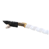Selenite Spiral Handle Obsidian Blade Ornamental Knife #8151 Mountain Man Knife