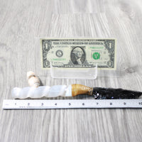 Selenite Spiral Handle Obsidian Blade Ornamental Knife #8151 Mountain Man Knife