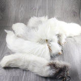 5 Marble Fox Tail Key Rings #535d  Taxidermy Keychain Tassel Bag Tag a