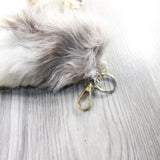 5 Marble Fox Tail Key Rings #535d  Taxidermy Keychain Tassel Bag Tag a