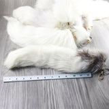 5 Marble Fox Tail Key Rings #535d  Taxidermy Keychain Tassel Bag Tag a