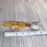Parrot Puffer Fish Handle Glass Blade Ornamental Knife # 33560