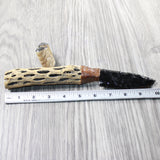 Cholla Cactus Wood Handle Obsidian Blade Ornamental Knife #435d  Mountain Man Knife