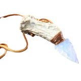 Antler Crown Handle  Opalite Blade Knife Necklace  #535d  Mountain Man Necklace a