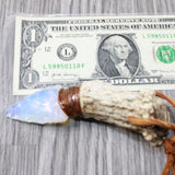 Antler Crown Handle  Opalite Blade Knife Necklace  #535d  Mountain Man Necklace a