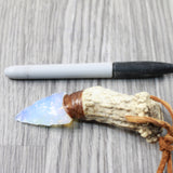 Antler Crown Handle  Opalite Blade Knife Necklace  #535d  Mountain Man Necklace a