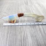 Deer Jaw Handle Opalite Blade Ornamental Knife #145d     Mountain Man Knife