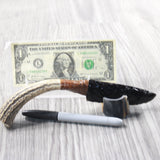 Elk Antler Handle Obsidian Blade Ornamental Knife #245d  Mountain Man Knife