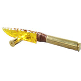 50 Cal Shell Casing Handle Glass Blade Ornamental Knife #355d    Mountain Man Knife