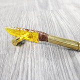 50 Cal Shell Casing Handle Glass Blade Ornamental Knife #355d    Mountain Man Knife
