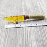 50 Cal Shell Casing Handle Glass Blade Ornamental Knife #355d    Mountain Man Knife