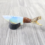 Fangless Rattlesnake Head Handle Opalite Blade Ornamental Knife #455d     Mountain Man Knife