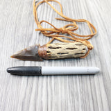 Cholla Cactus Wood Handle  Stone Blade Knife Necklace  #555d  Mountain Man Necklace