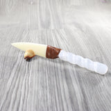 Selenite Spiral Handle Bone Blade Ornamental Knife #355d    Mountain Man Knife