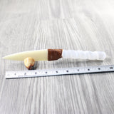 Selenite Spiral Handle Bone Blade Ornamental Knife #355d    Mountain Man Knife