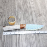 Hair-on Deer Bone Handle Opalite Blade Ornamental Knife #09360