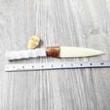 Selenite Spiral Handle Bone Blade Ornamental Knife #355d    Mountain Man Knife