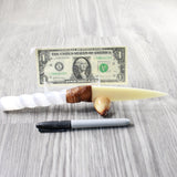 Selenite Spiral Handle Bone Blade Ornamental Knife #355d    Mountain Man Knife